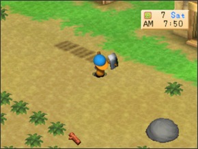 Imagem personagem usando uma enxada